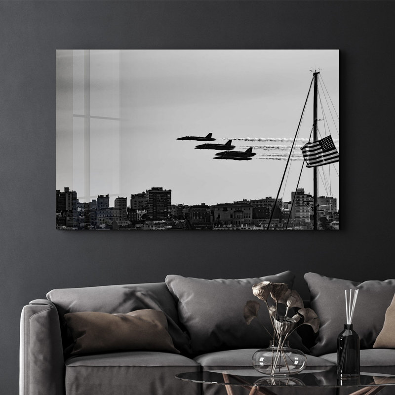 Decorative Tempered Glass Painting, 13.8" H X 21.7" W X 2" D