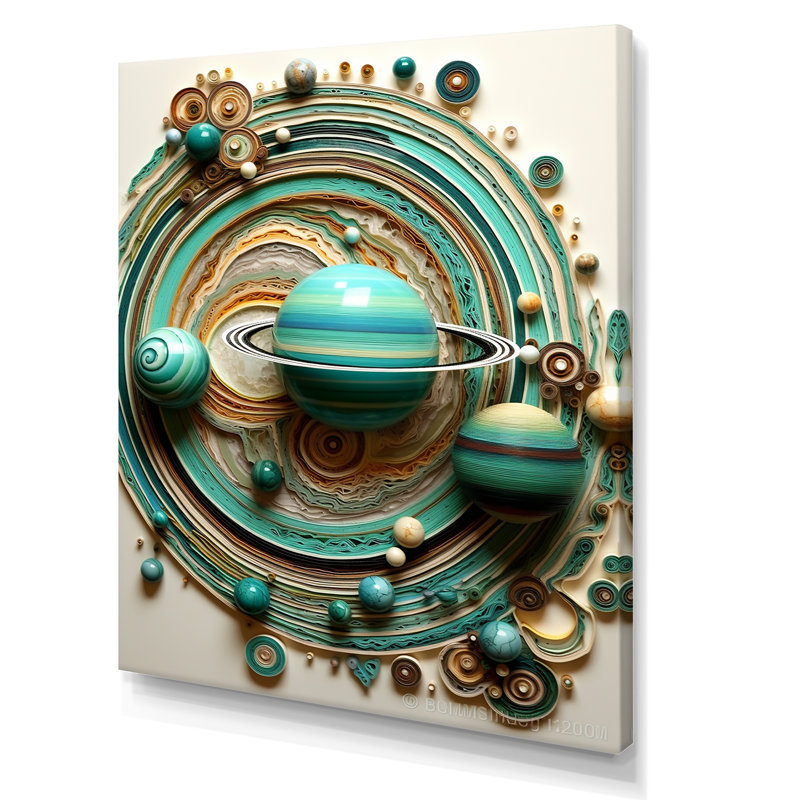 «Turquoise Saturn Astronomers Dream», reproduction sur toile, H 32 po x l 24 po x P 1 po, Toile tendue
