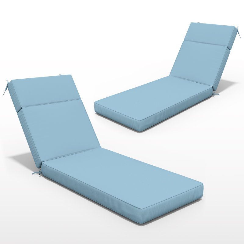 Outdoor 4'' Chaise Lounge Cushions Lounge Chair Cushions 21" W X 72" L (Set Of 4), Light Blue, 4, 21" W x 72" D