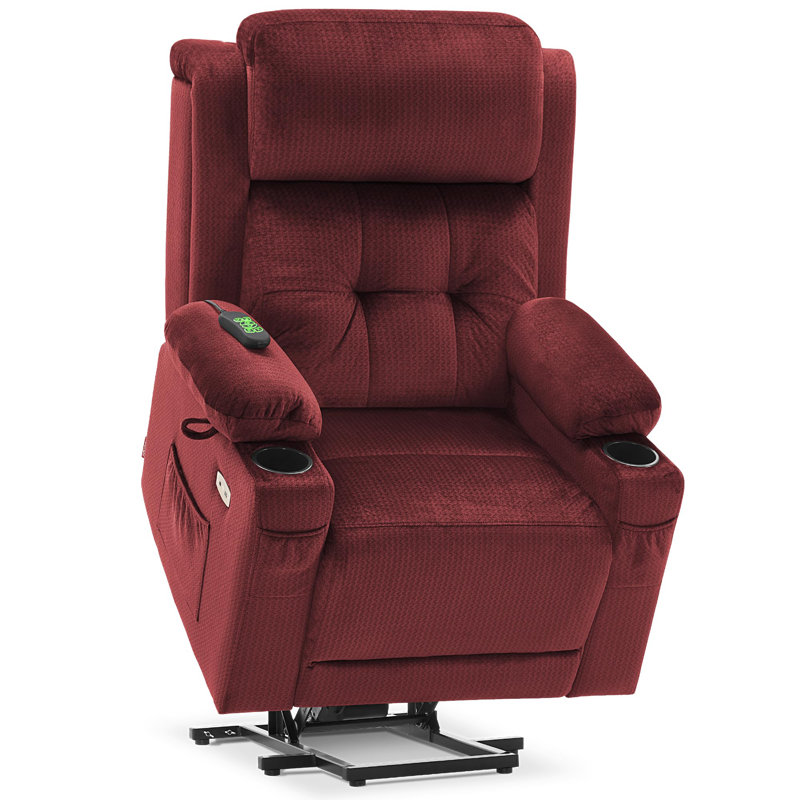 Power - Remote Lift Assist Recliner with Massage, Red Fabric