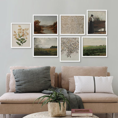 Motif de fleurs, paysage de campagne, nature sauvage, minimalisme, rustique et confortable, impression sur papier, 7 pièces