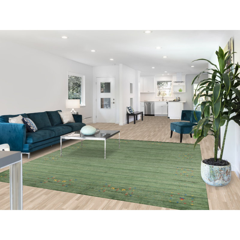 Tapis oriental rayé vert Gabbeh 8