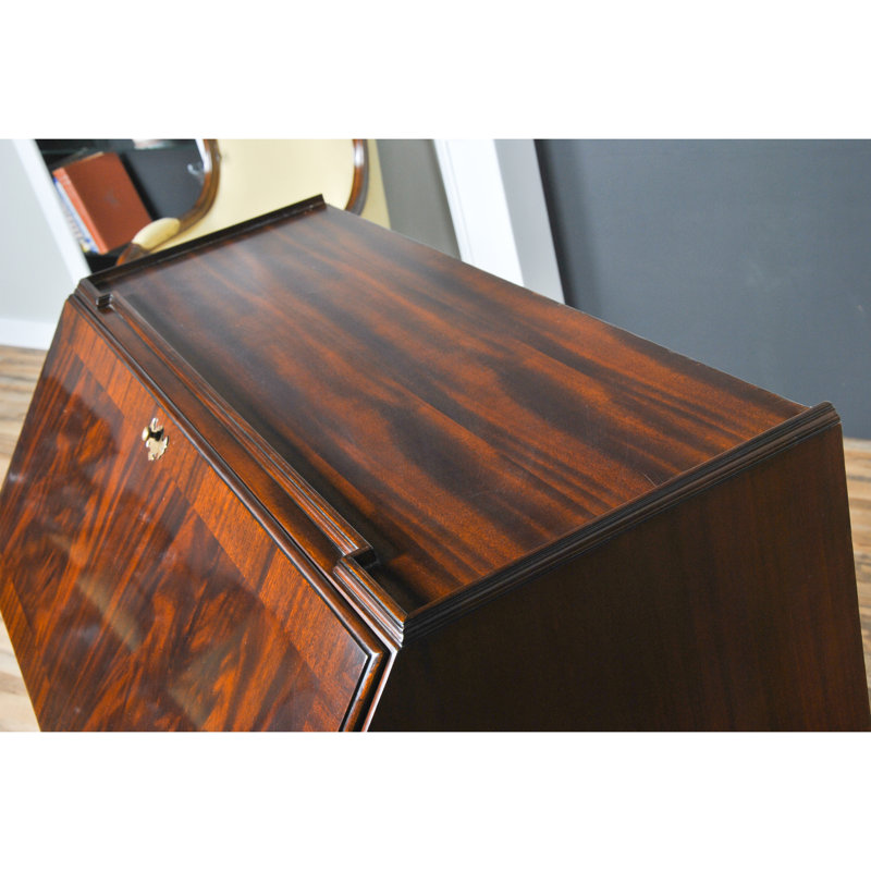 Large Mahogany Secretary Desk with Six Drawers