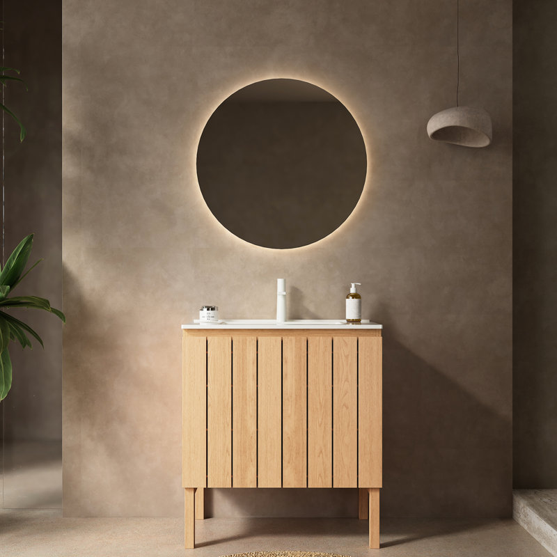 Meuble-lavabo autoportant en céramique blanche