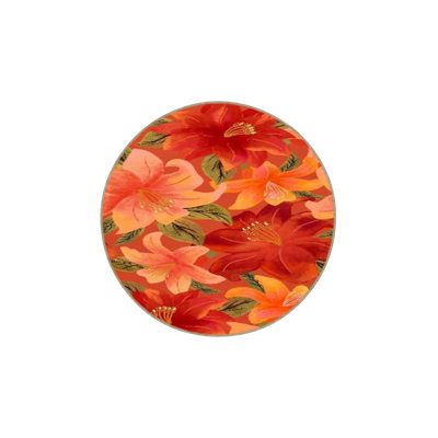 Red Floral Pattern Woven Base Rug