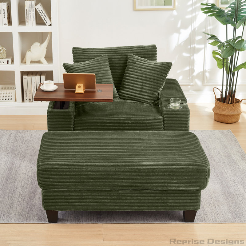 Canapé avec accoudoirs de rangement Fluffy, Green Chenille
