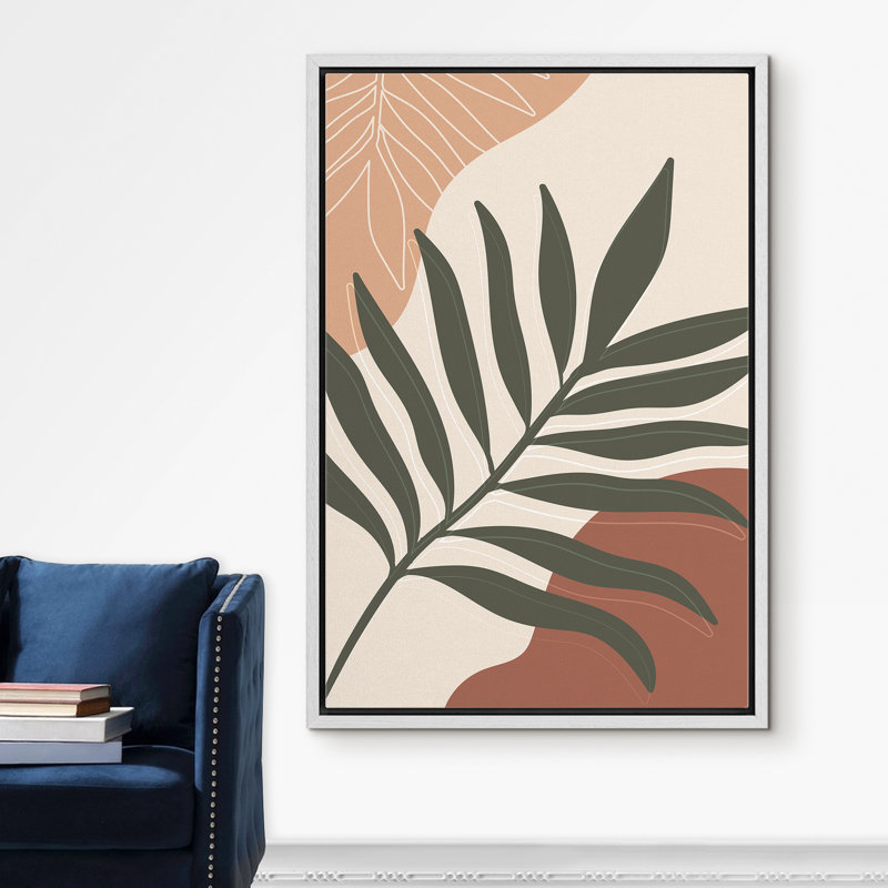 " Green Botanical Jungle Leaf Display ", 36" H x 24" W x 1.5" D, White Framed
