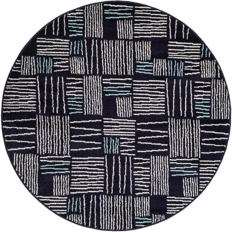 Anaka Synthetic Geometric Indoor Rug, Round 5'3"