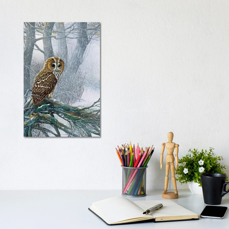 Owl In A Snowy Forest By Jan Weenink - Wrapped Canvas Panoramic Painting by Jan Weenink - Wrapped Canvas Panoramic Painting