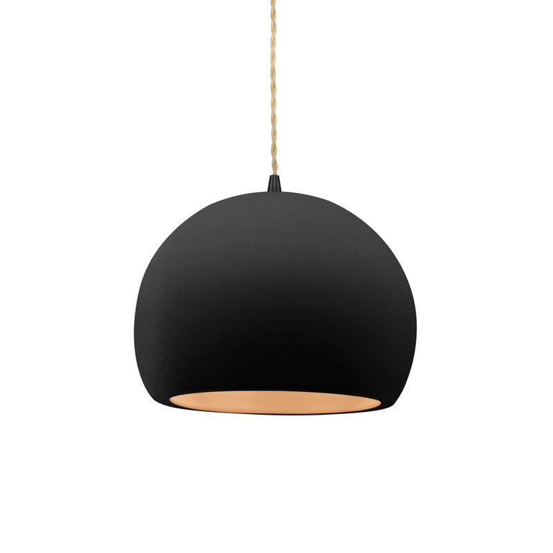 Luminaire suspendu à 1 lumière Aschwin, H 6 po x l 7 po x P 7 po, Noir carbone mat / or champagne, Matte Black