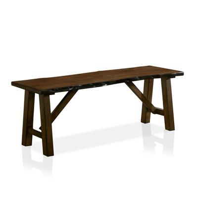 Rustic Walnut Finish 1pc Bench Only Live Edge Design Distressed Wood Seat Dining Room Furniture Solid wood Bench