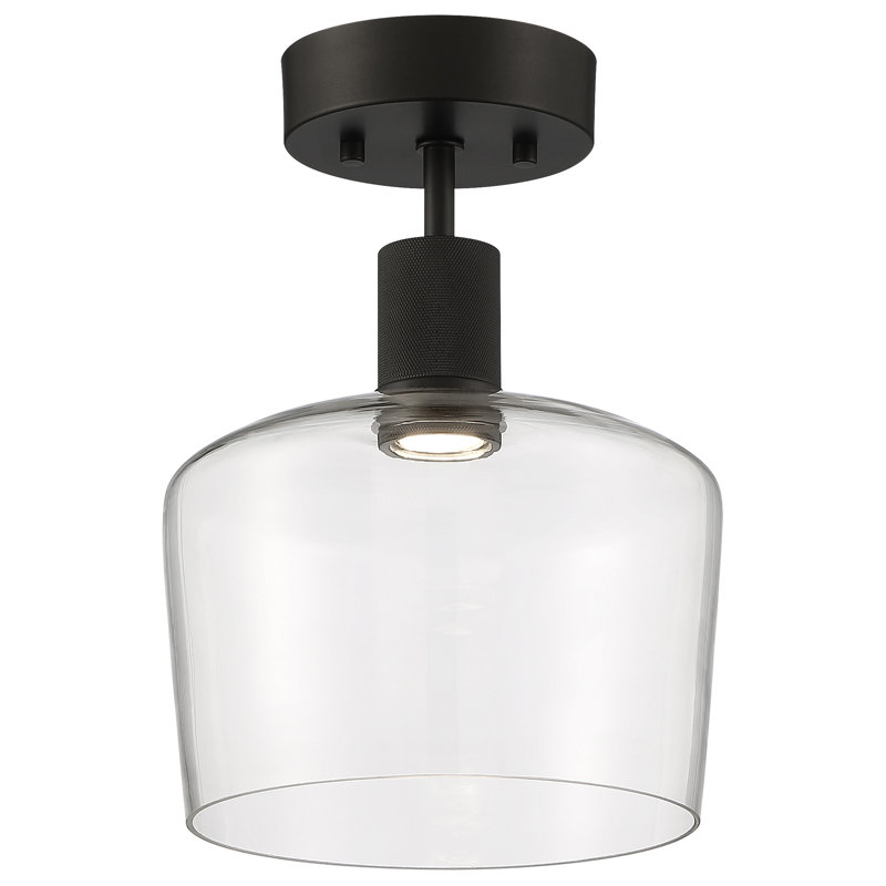 Aarian LED Semi-Flush - Clear Glass - Dedicated LED, Matte Black