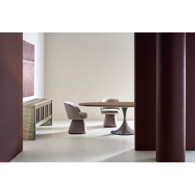 Semper Oval Glass Dining Table, 30" H x 96" L x 51" W