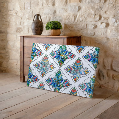 Canvas Create A Seamless Textile Pattern Featuring Intricate Stylized Leaf And Wall Art Floral Motifs In A Vibrant Color Palette Of Canvas Wall Art