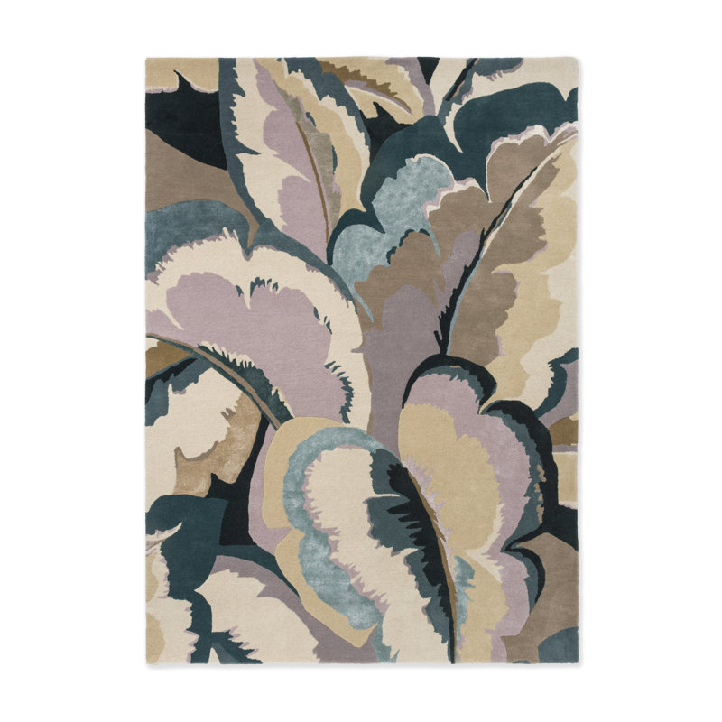 Calathea Hand Tufted Wool/Rayon/Viscose Abstract Area Rug in Shiitake/Wild Water, Rectangle 4'7" x 6'7"