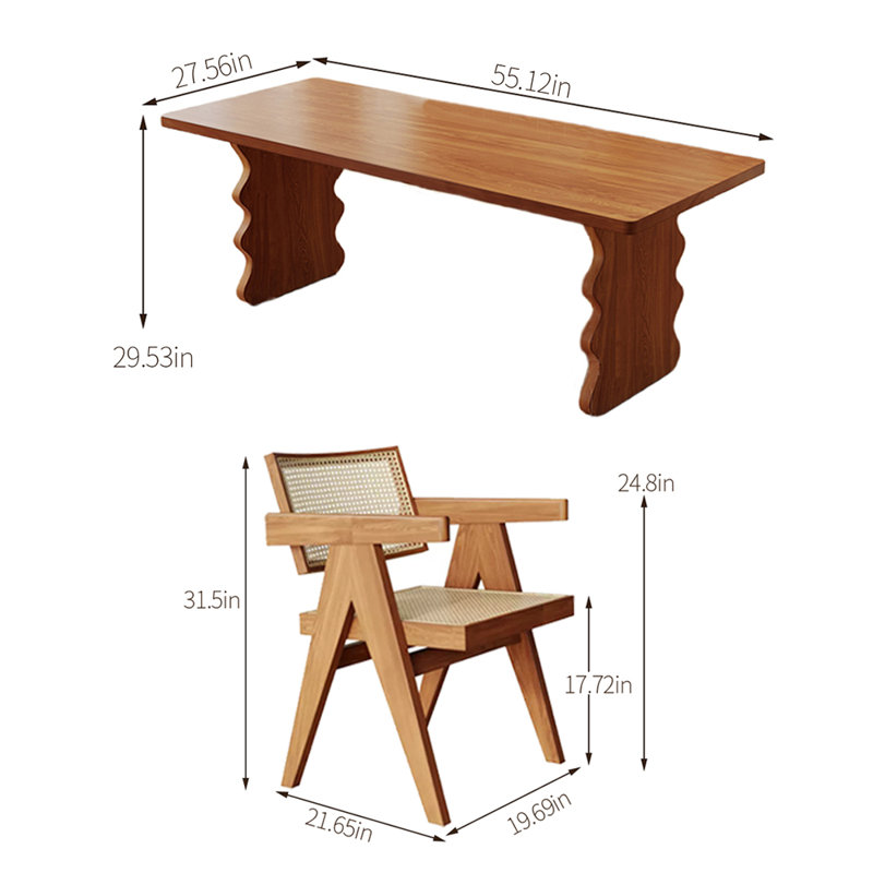 Ensemble de salle à manger rectangulaire, H 29,53 po x L 55,12 po x l 27,56 po