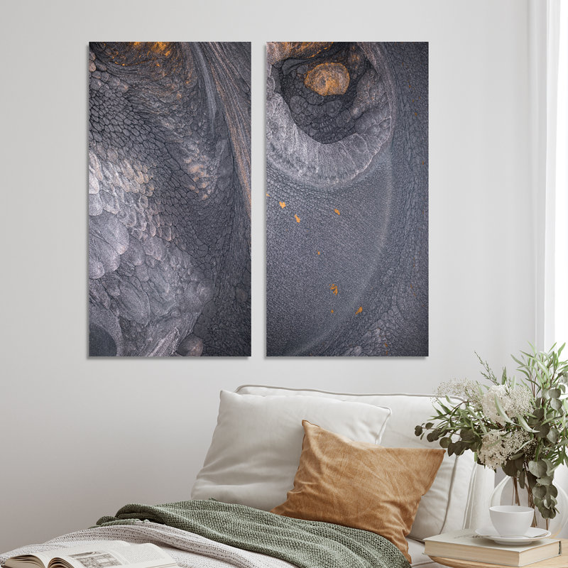«Golden on Gray», ensemble de 2 impressions sur toile, Toile tendue, H 20 po x l 24 po x P 1 po