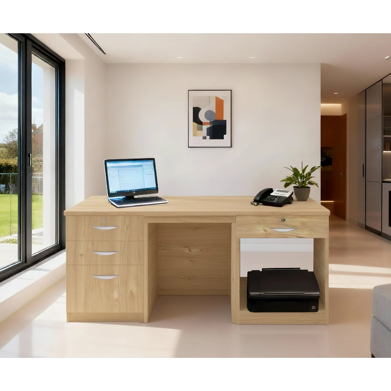 Walshaw Solid Wood Base Writing Desk, Classic Oak