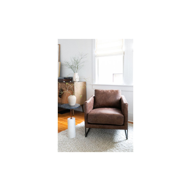 27" Wide Armchair, Brown Genuine Leather