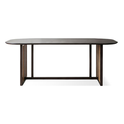 Modern Black Oval Solid Wood Dining Table