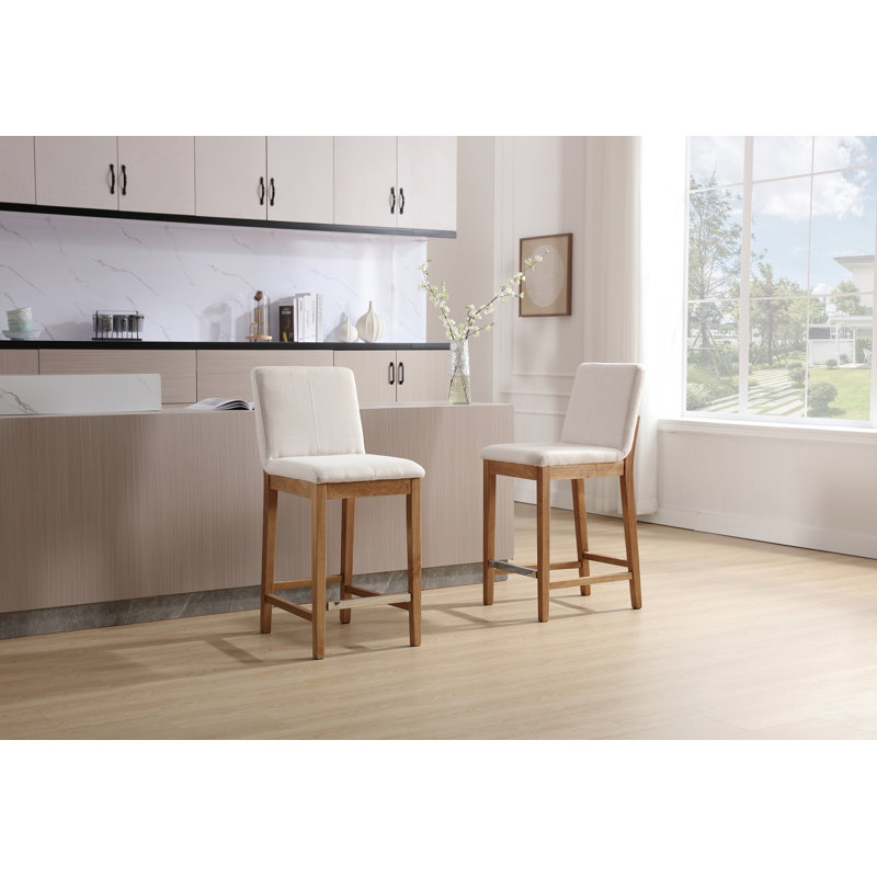Tabouret de comptoir rembourré Alayha, Beige
