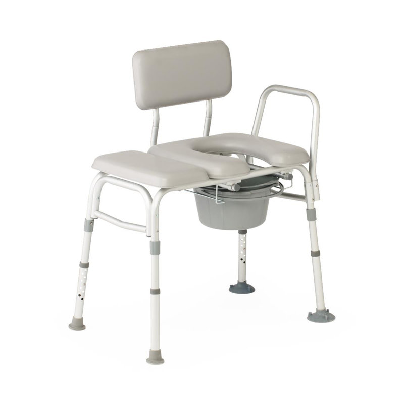 Combination Transfer Bench And Commode, Padded