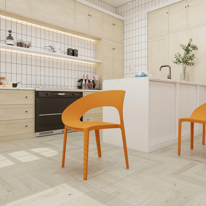 Chaise tropicale orange à un côté en polypropylène pour les salles à manger