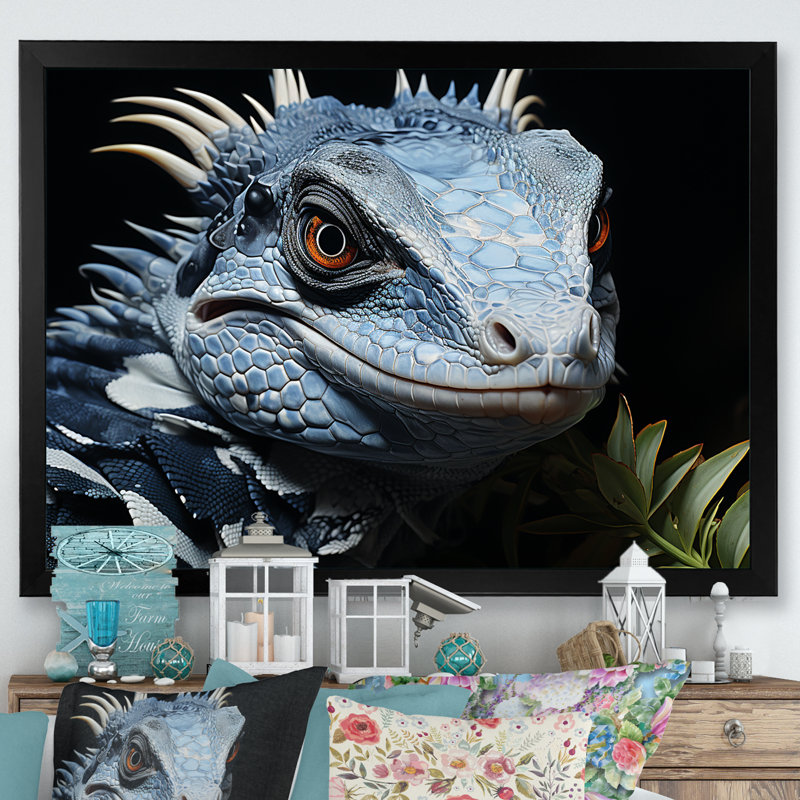Amphibien curieux reptile, Cadre simple noir, H 16 po x l 32 po x P 1 po