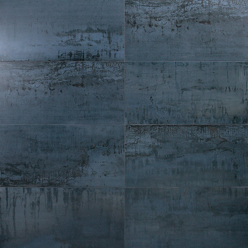 Carrelage mural et de sol en porcelaine aspect métal Alloy 12 po x 24 po (15,49 pi²/boîte), Bleu