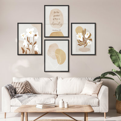 Abstrait, plante, fleur, neutre, art moderne neutre, impression encadrée, affiches, petit art mural
