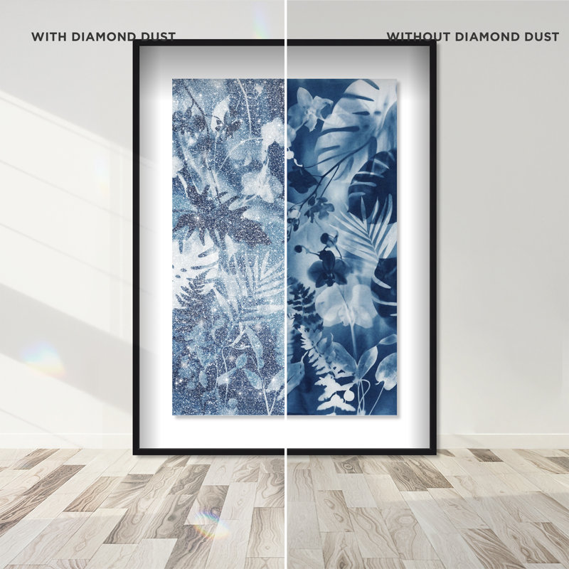 Blue Foliage Print by Oliver Gal, 11.5"H x 16.5"W, Black Shadowbox
