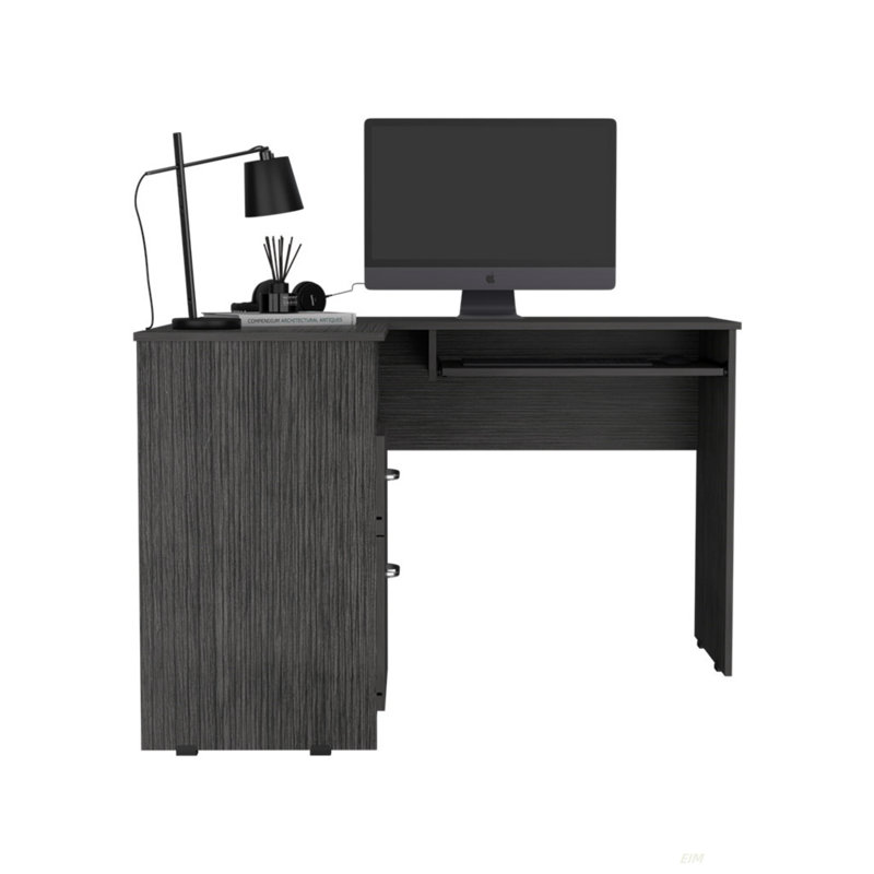 2-Drawer 1-Shelf L-Shaped Computer Desk(Desk), Gray