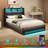 Upholstered Platform Bed Frame with Wingback Headboard, LED Lights & 4 Storage Drawers-1454704322-1454704332