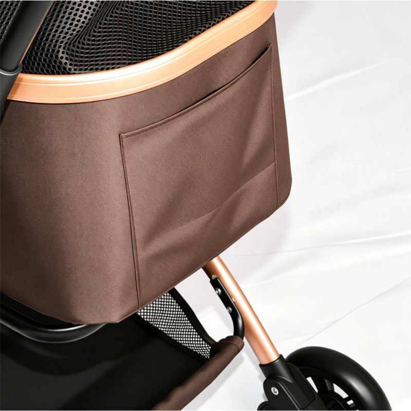 Poussette stable à 4 roues pour animaux de compagnie pour chiens / chats de taille moyenne (28 lb maximum) - Conception pliable amovible 2 en 1 avec frein en un clic