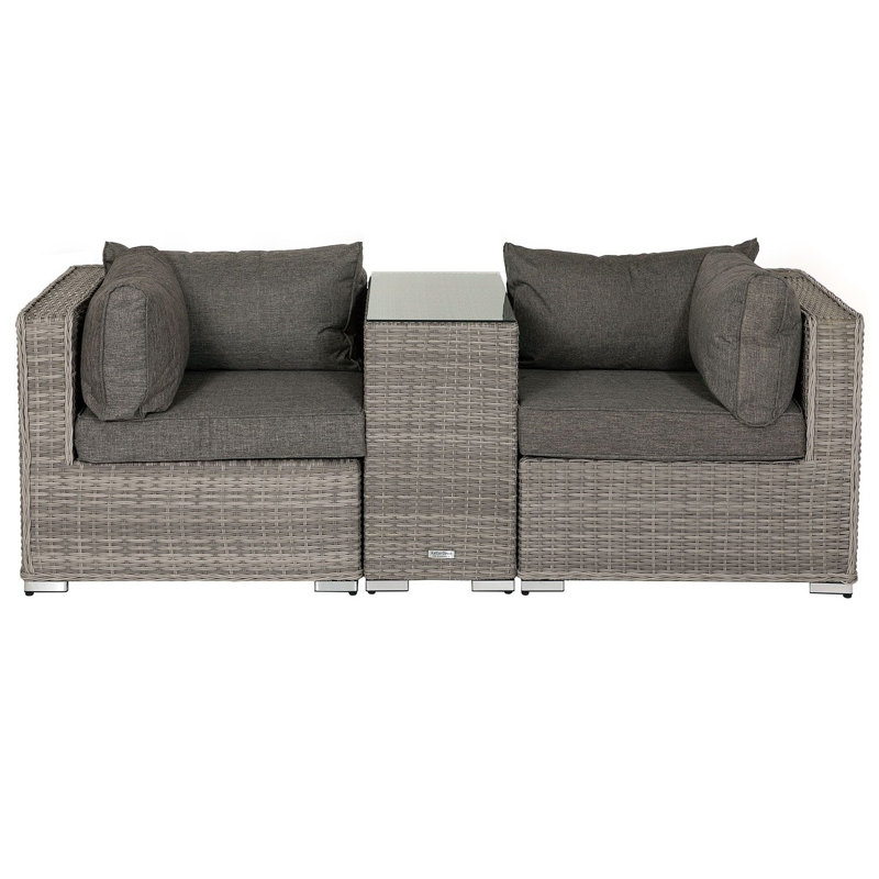 Finch 2 Seater Rattan Sofa Set, Grey