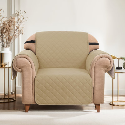 Housse de fauteuil pour 1 canapé, housse de canapé antidérapante pour chiens, housse de protection de meuble avec sangles élastiques pour chat en mousse (kaki)