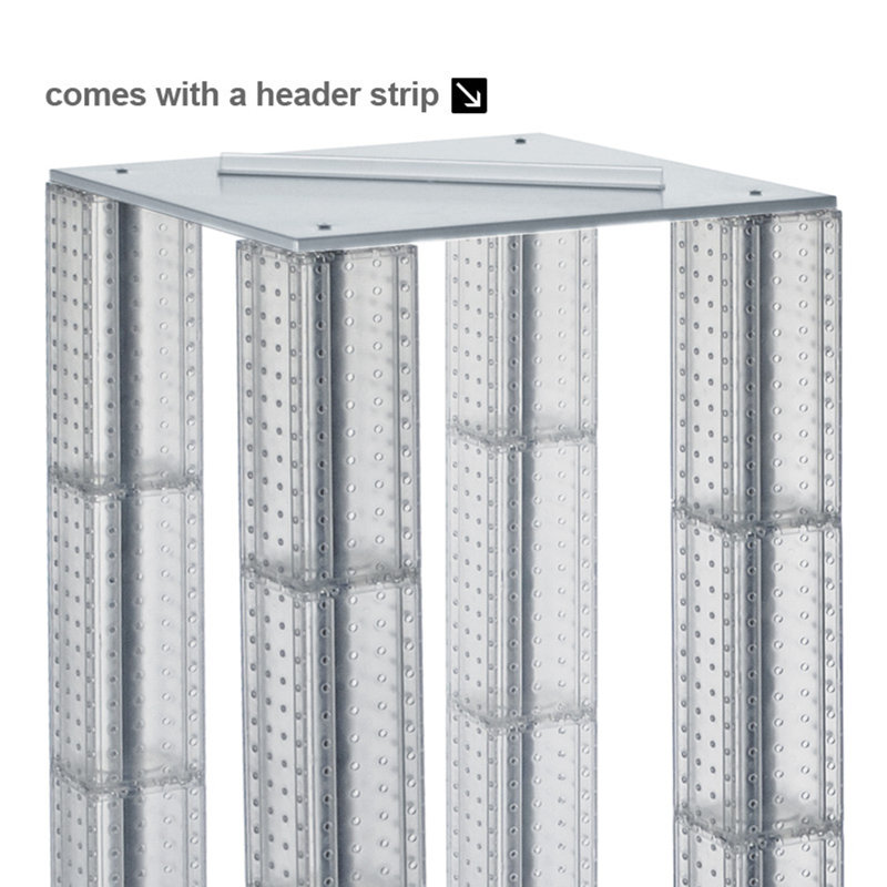 Translucent Blue 64" Pegboard Display with Revolving Towers
