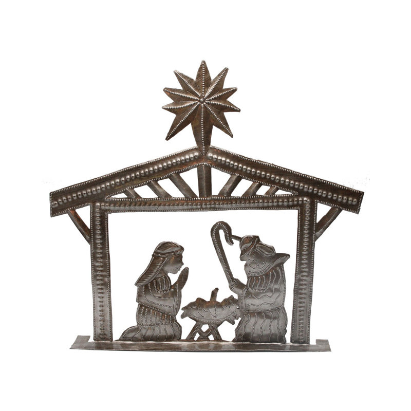 Stable Nativity Metal Art
