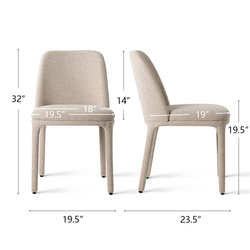 19.5" Seat Height Upholstered Fabric Dining Chair, Oatmeal