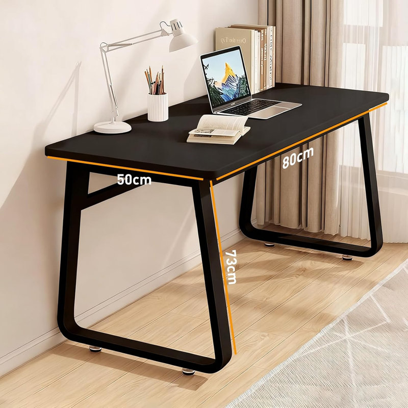 Metal Base Computer Desk, Black, L: 140cm / W: 60cm / H: 73cm