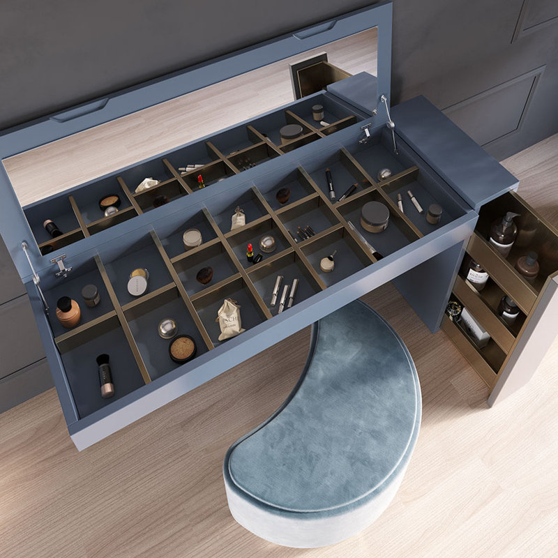 Ensemble de coiffeuse avec tabouret et miroir, Ultrabrillant
