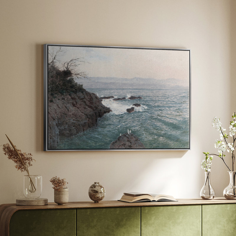 Paysage rétro - DLII, H 25 po x l 37 po x P 1,5 po, Toile tendue