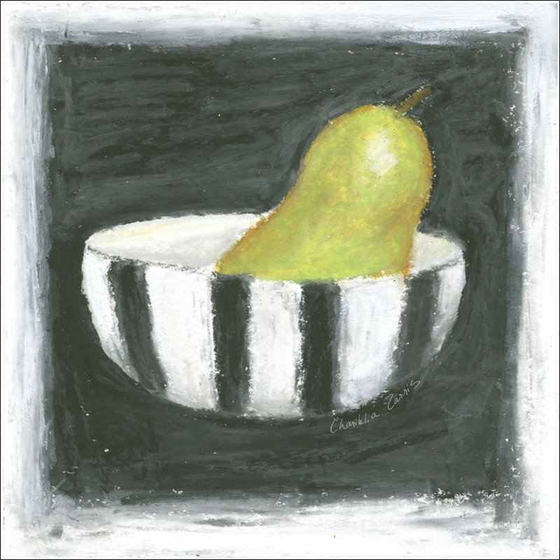Pear In Bowl by Chariklia Zarris - Wrapped Canvas Painting, 30cm H x 30cm W x 3.8cm D