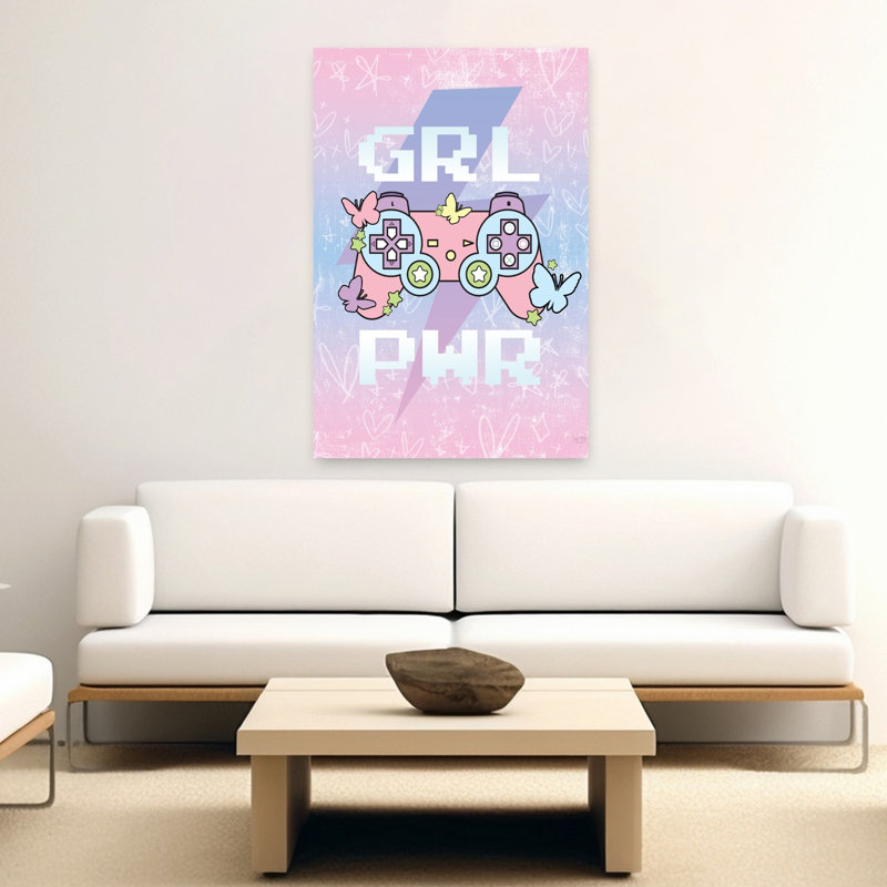Girl Power, art contemporain avec papillon, H 60 po x l 40 po
