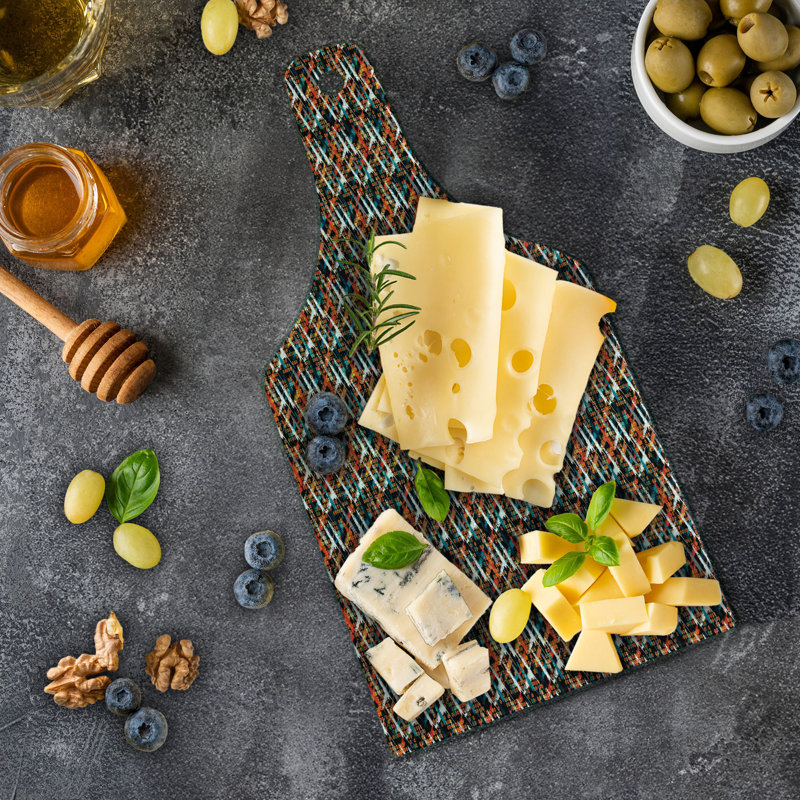 Ambesonne Abstract Tempered Glass Cutting Board Brush Marks Pattern Multicolor