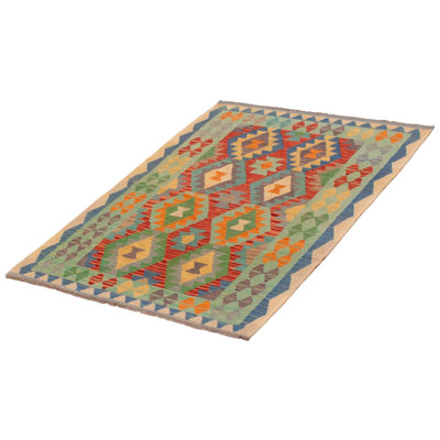 One-of-a-Kind 3'11" X 5'10" New Age Wool Area Rug in Cyan