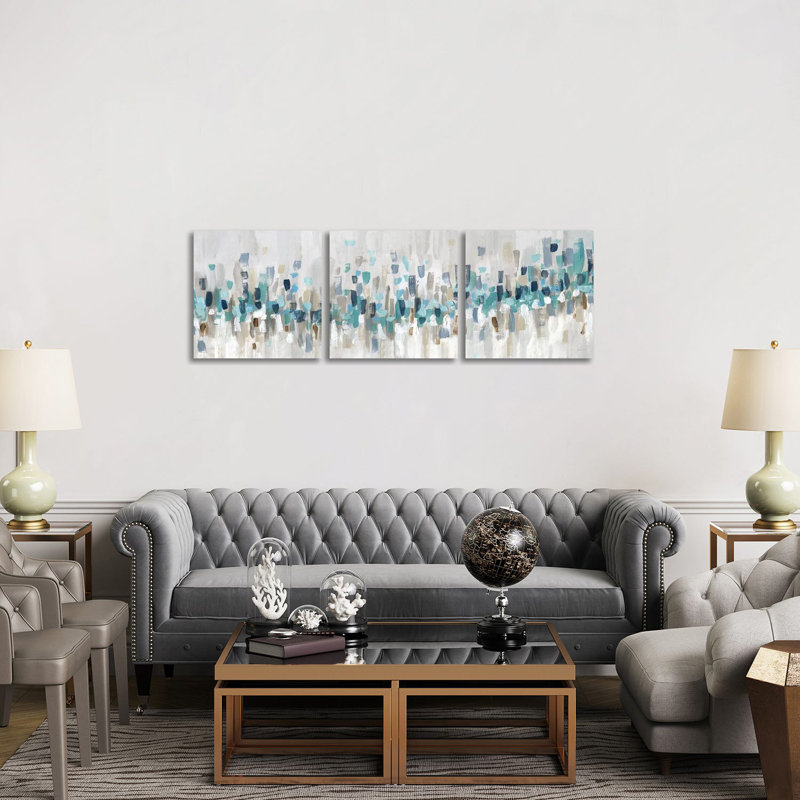 «Blue Staccato», ensemble d'art mural sur toile tendue (ensemble de 3)