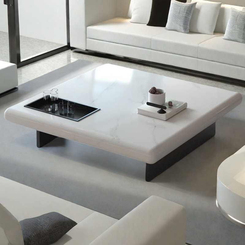 Table basse simple et luxueuse en marbre, H 12,59 po x L 47,24 po x l 47,24 po
