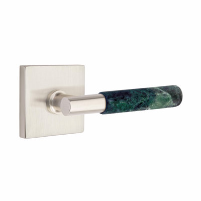Ensemble de faux leviers Emtek Select, rosette carrée, tige en T et poignée en marbre vert - l 5,875 po x L 5,875 po