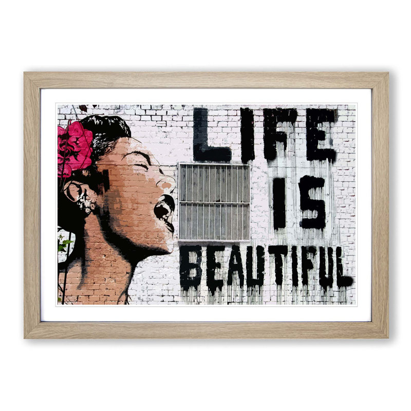 Banksy - Single Picture Frame Print, Oak